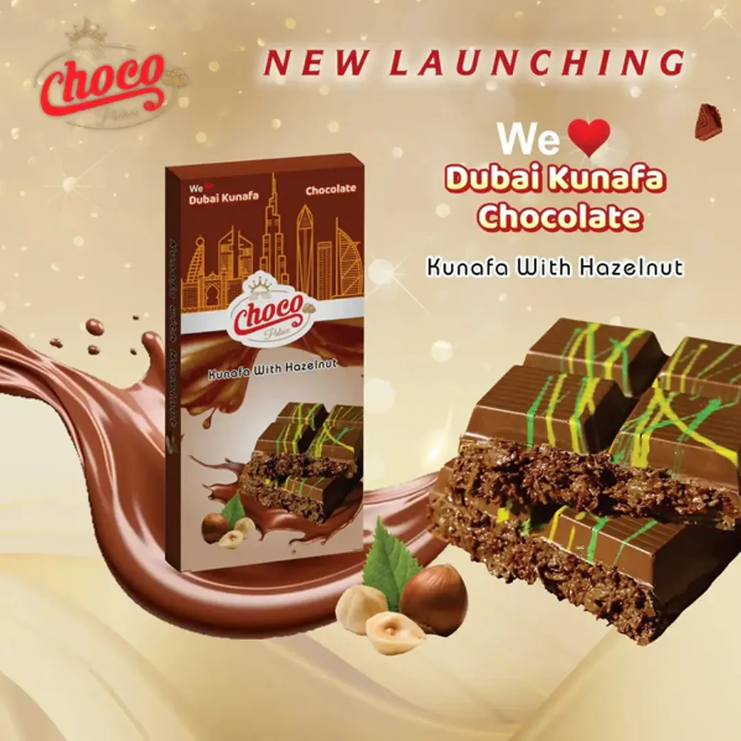 Dubai kunafa chocolate with hazelnut flavor 100 GM